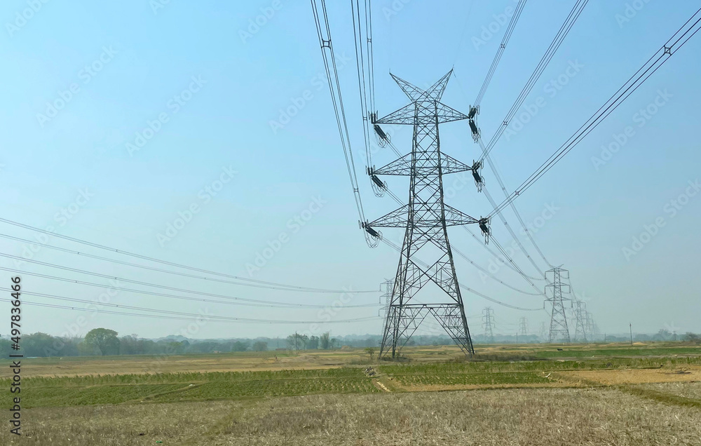 power lines in the field