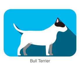 Sticker - Bull Terrier dog breed flat icon design, vector illustration