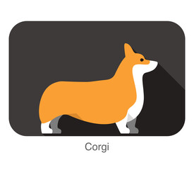 Sticker - Corgi dog breed flat icon design, vector illustration