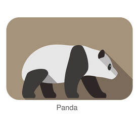 Sticker - Panda walking side flat 3D icon design, vector illustration