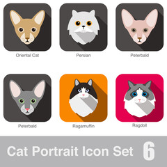 Sticker - Cat breed face cartoon flat icon design