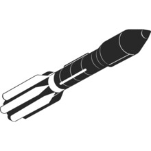 A Flat Black Rocket Icon. Vector Image.