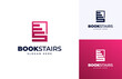 book stairs solution idea progress success education vector logo design, Letter S stair stack book up step career school logo design