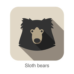 Wall Mural - Sloth bear face flat icon design. Animal icons series.