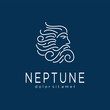 Neptune logo design vector illustration Poseidon ocean silhouette. Human Sea Atlantis mascot Water Stock template