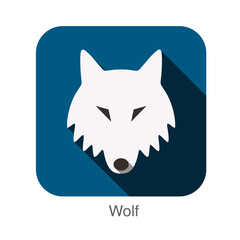 Wall Mural - Wolf dog face flat icon