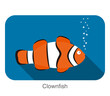 cute cartoon Clownfish flat icon design vector