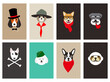 hipster, portrait of dog, gentlemen dog, vector illustration