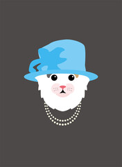 Wall Mural - Portrait of cat, wearing something, like UK queen, cool style