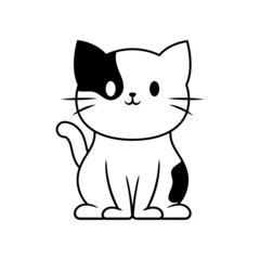 Wall Mural - Cute cat line art illustration icon design template vector