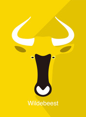 Wall Mural - Wildebeest face flat icon design, vector illustration