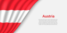 Wave Flag Of Austria On White Background.