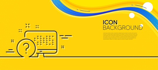 Question mark line icon. Abstract yellow background. Online quiz test sign. Minimal online quiz line icon. Wave banner concept. Vector