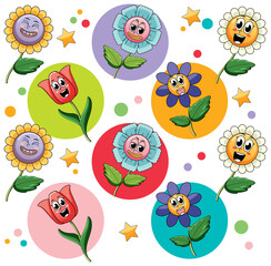 Sticker - Seamless background with colorful flowers