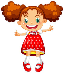 Poster - Cute happy girl cartoon character jumping