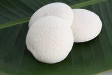 Idly , Idli Is A Traditional Breakfast Of South India Served On Banana Leaf