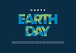 Happy earth day banner poster celebration on april 22 on blue color.