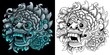 © Dominico - barong balinese mask vector illustration in neon color style