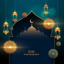 Holy Muslim Eid Mubarak Festival Wishes Greeting Design