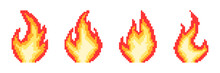 Pixel Fire. Bonfire Or Flame. 8-bit. Explosion Or Fire Concept. Video Game Style. Vector Illustration
