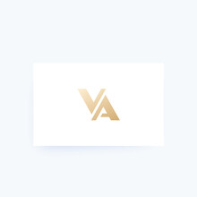 VA Letters Logo, Gold Monogram On A Card