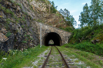 Wall Mural - Circum-Baikal Railway. Old railroad tunnel number 29 on the railway. tunnel Sharyzhalgay-2