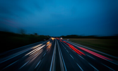 light trace from highway traffic at night