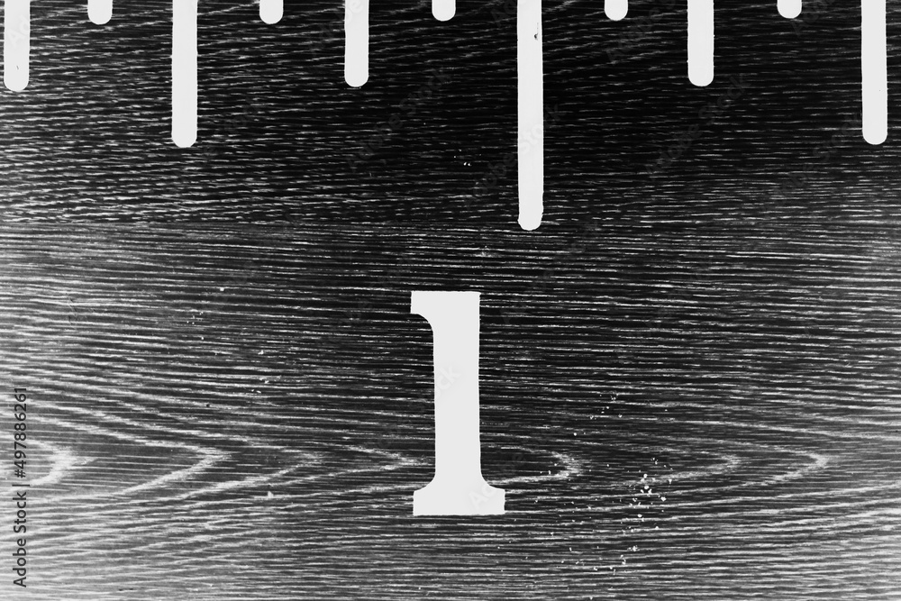 Negative Number Ruler High contrast negative black and white of the number one on a ...