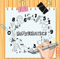 Poster - Hand writing math formula on wood board