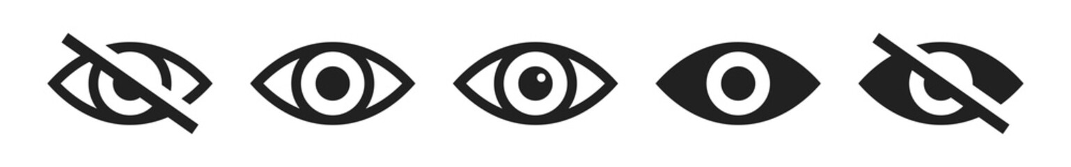 Eye icon set. See and unsee symbol. Show password. Vector illustration