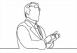 line art or One Line Drawing of a businessman Standing ovation