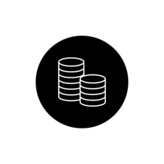 Wall Mural - Coin stack icon in black round