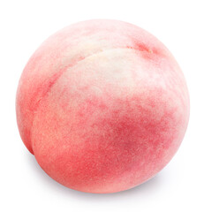 Wall Mural - pink peach fruit with leaf isolated on white background, fresh peach on white background with clippi