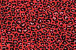 Animal skin pattern seamless. Design for fabric, wallpaper, wrapping, background. repeating texture leopard red pink black print