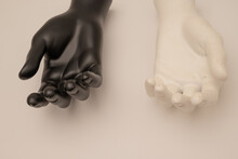 Old Shabby Mannequin Hands On A White Background
