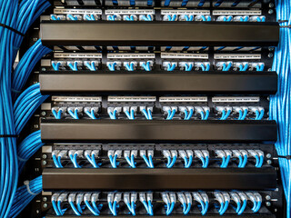 connect data switches to patch panels using utp patch cords.