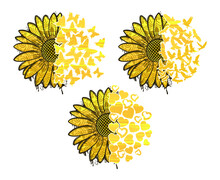 Sunflower Split Monogram Graphic Vector