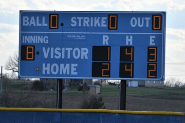 Wall Mural - Blue Baseball Scoreboard