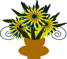 Flowers In A Vase. Vector File For Designs.
