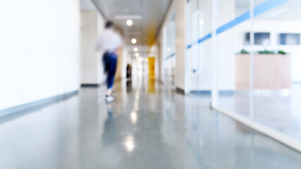 Wall Mural - Abstract blurred background of hospital hallway