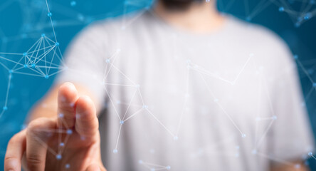 global network. blockchain. 3d illustration. neural networks and artificial intelligence. abstract