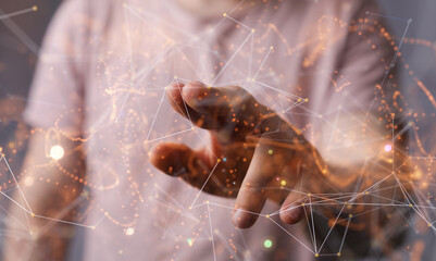Neural network concept. Connected cells with links.
