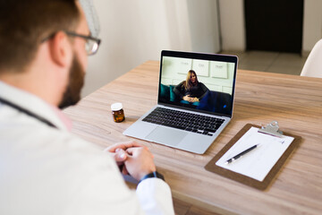 Wall Mural - Virtual doctor working at his office