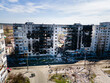 Zerstörte Wohnhäuser nach Bombardierung in der Ukraine