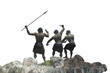 caveman tribe people's render 3d on white background