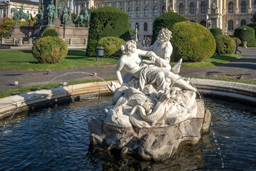 Wall Mural - Triton and Naiad fountain at Maria Theresa Square (Maria Theresien Platz) by Hugo Haerdtl, 1894- Vienna, Austria