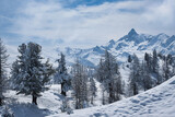 Fototapeta Boho - Beautiful panorama shot in Montgenevre, French Alpine Resort, France during Winter