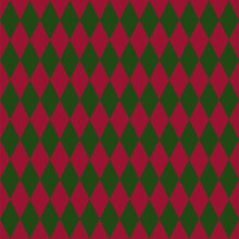Harlequin Or Argyle Pattern Green And Red. Christmas Theme Colors.