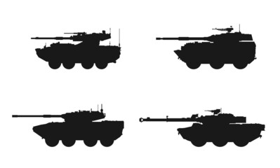 Wall Mural - tank destroyer icon set. maneuver combat vehicles. vector images for military web design