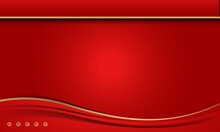 Luxury Red Layer Background With Gold Line Decoration Wave